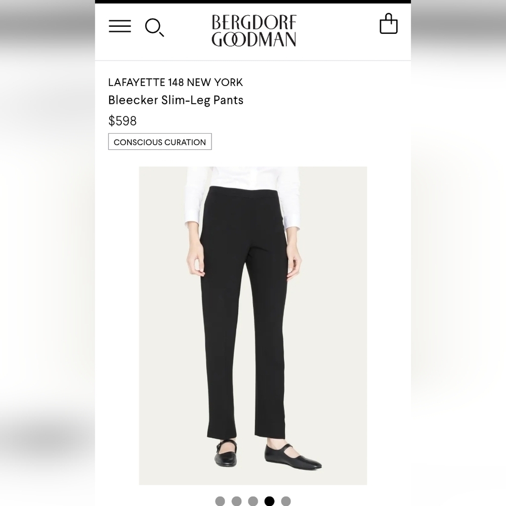 Lafayette 148 Finesse Crepe Bleecker Pants in Black Size 6 New‎ condition - Picture 3 of 10
